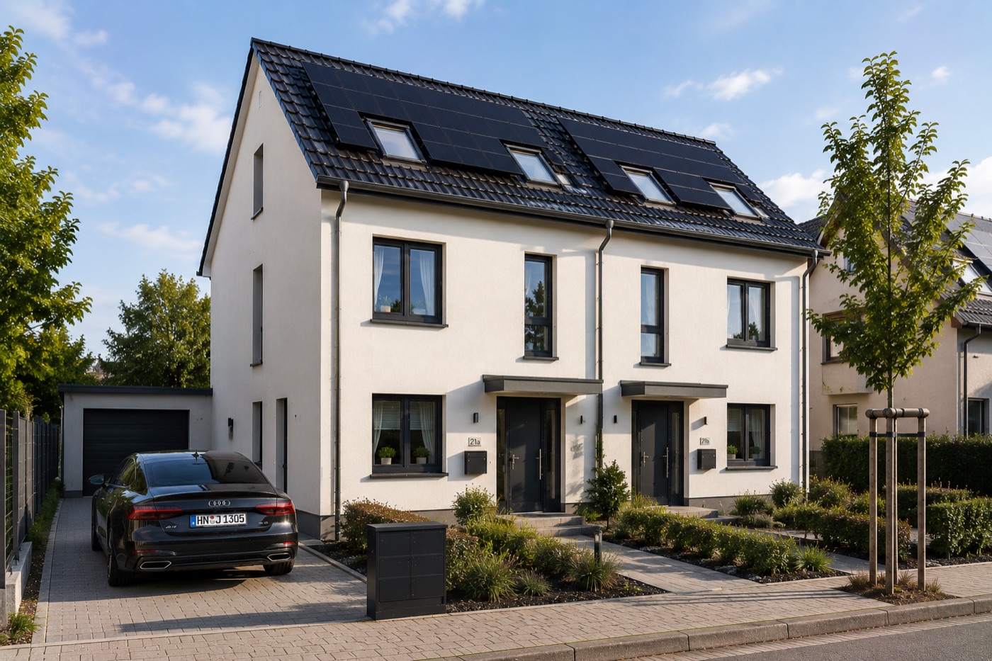Neubau-Doppelhaushälfte mit Photovoltaik